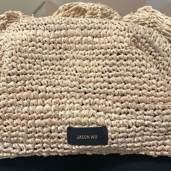 Jason Wu Rose Straw Frame Clutch Bag Tan Beige Natural Beach Coastal Raffia NWT - Picture 12 of 15